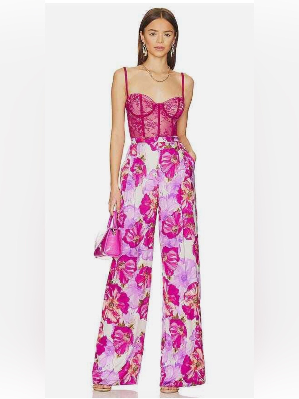 Katie May Fuchsia Pink Floral Wide-Leg Jumpsuit